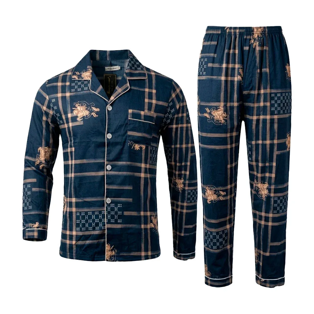 Conjunto pijama para hombre de 2 piezas pans y camisa de manga larga con botones / 56002