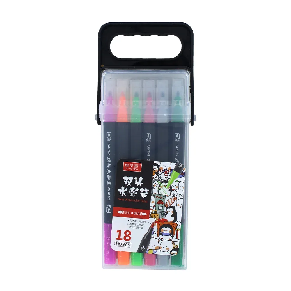 Estuche con 18 plumones dobles de colores para hacer lettering / 605-18