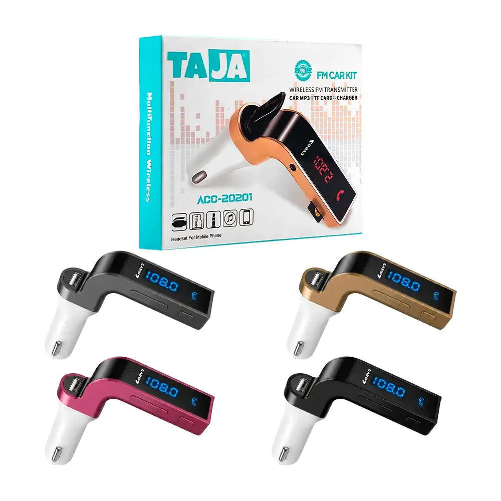 Transmisor inalámbrico para carro, bluetooth + radio fm y puerto sd / acc-20201