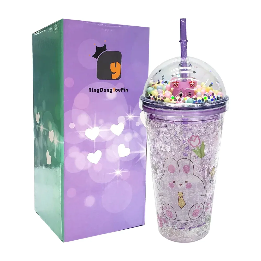 Vaso de acrílico efecto hielo con luces de colores y diseño encapsulado de ositos, variedad de diseños / ying dong you pin / 23-gel-018