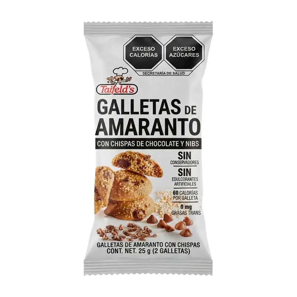 galleta de amaranto taifelds con chispas de chocolate y nibs 25g / 133370