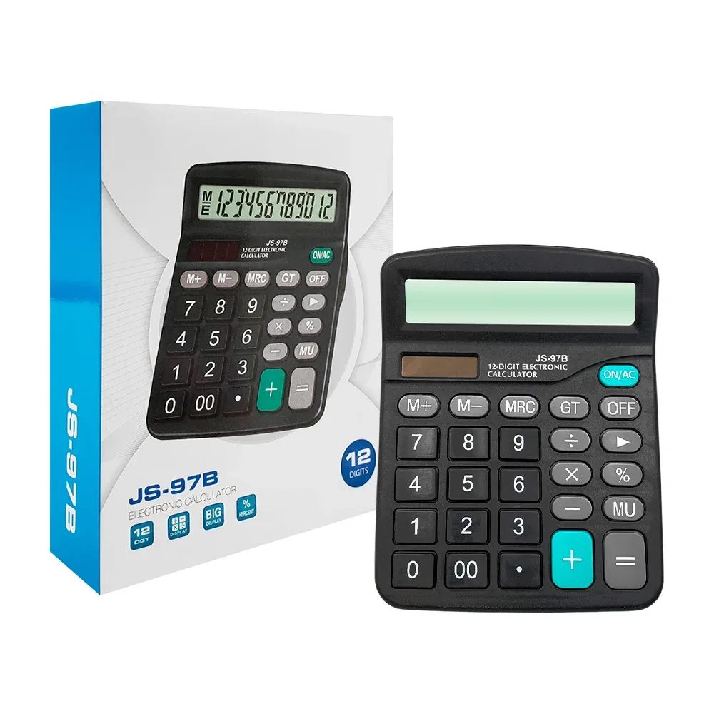 Calculadora electrónica con 12 dígitos, variedad de funciones y pantalla grande