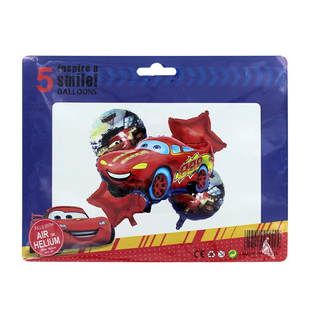 Set 5pzas globos con diseño de cars / rayo mcqueen 929204