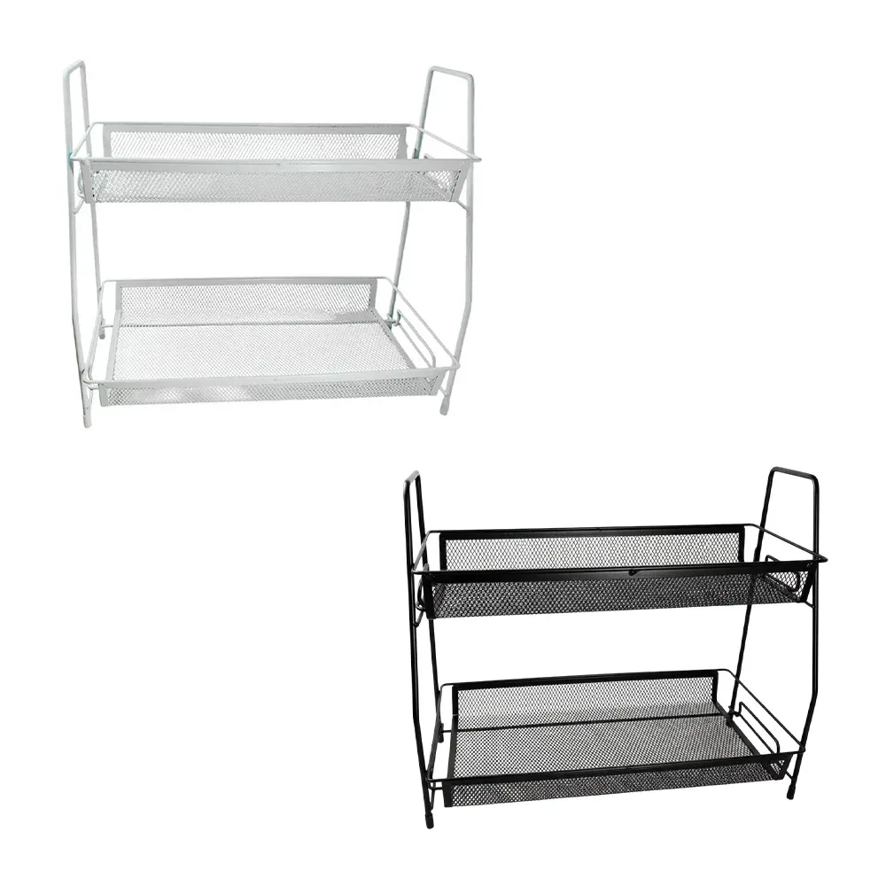 Estante organizador rectangular metálico de 2 niveles / lianfa / lf-ty8586