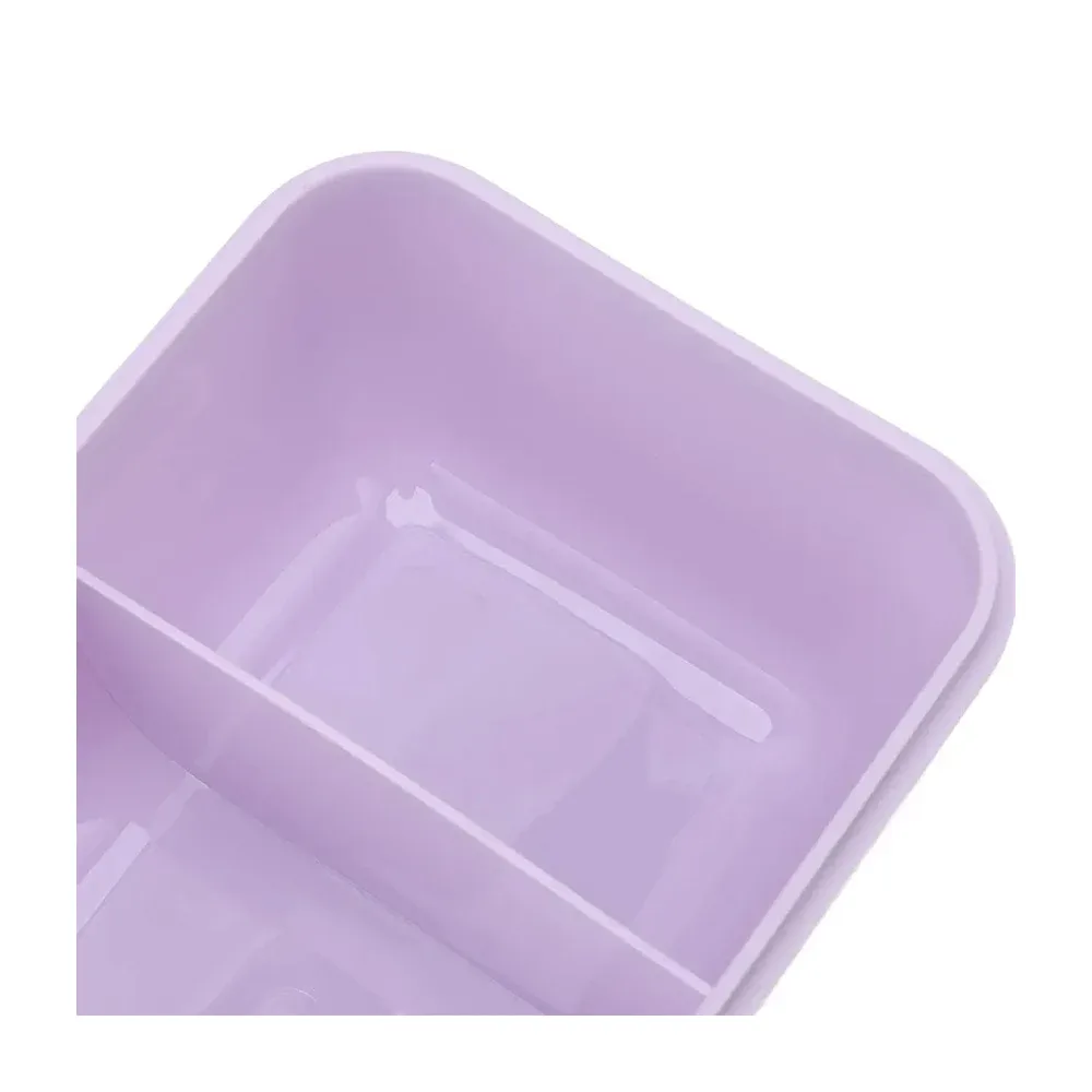 Tupper rectangular de plástico con 2 compartimentos y cubiertos, variedad de colores / lunch box 1250ml