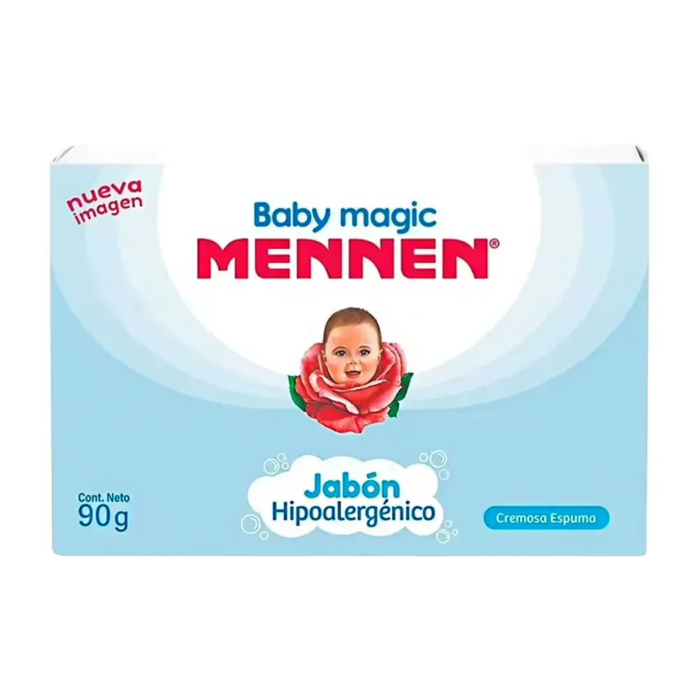 1pz jabón en barra baby magic mennen para babé, jabón hipoalergénico, 90g / 655734