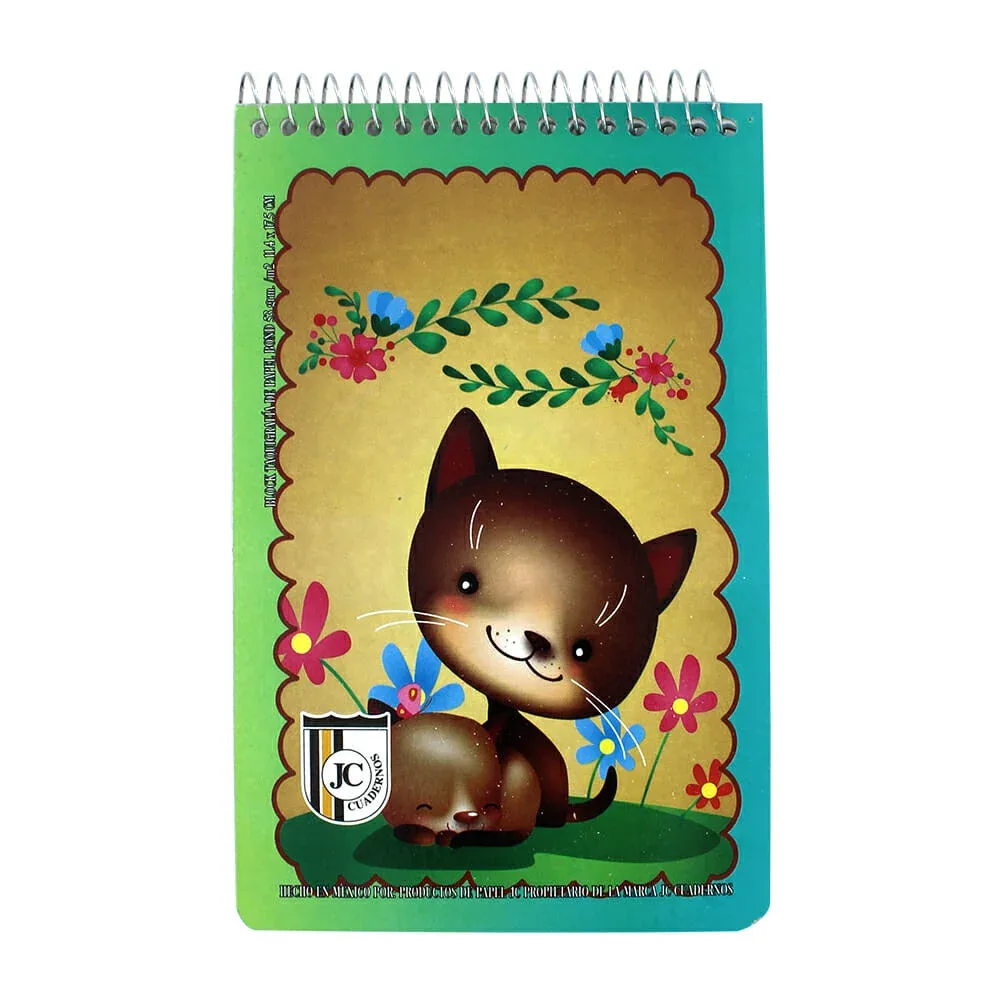 Libreta block jc de raya con taquigrafía corta 11.4x17.5cm, variedad de diseños