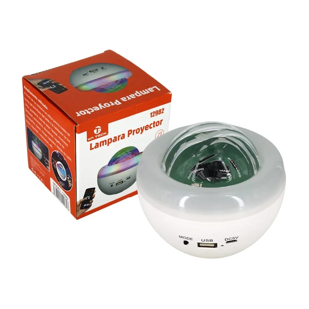 Lámpara led proyectora de luces rgb intercambiables con bocina bluetooth + control / 12982