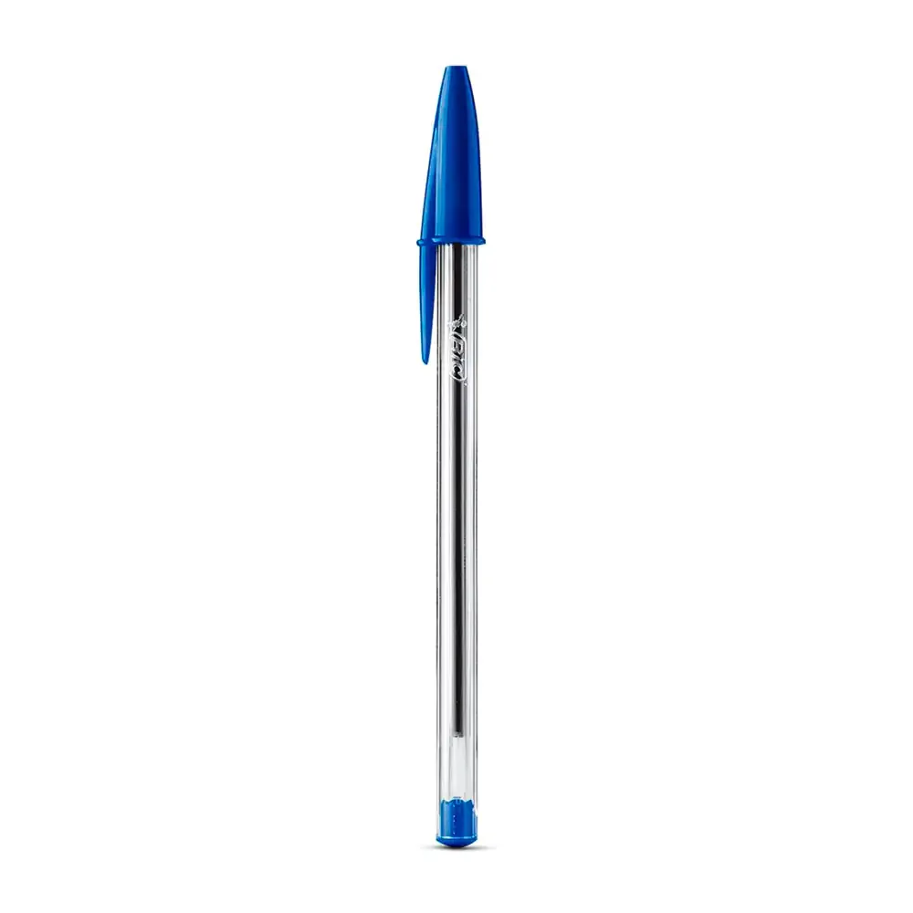 1pza pluma bic sencilla de plástico con punta fina y tinta en color azul / pluma.azul