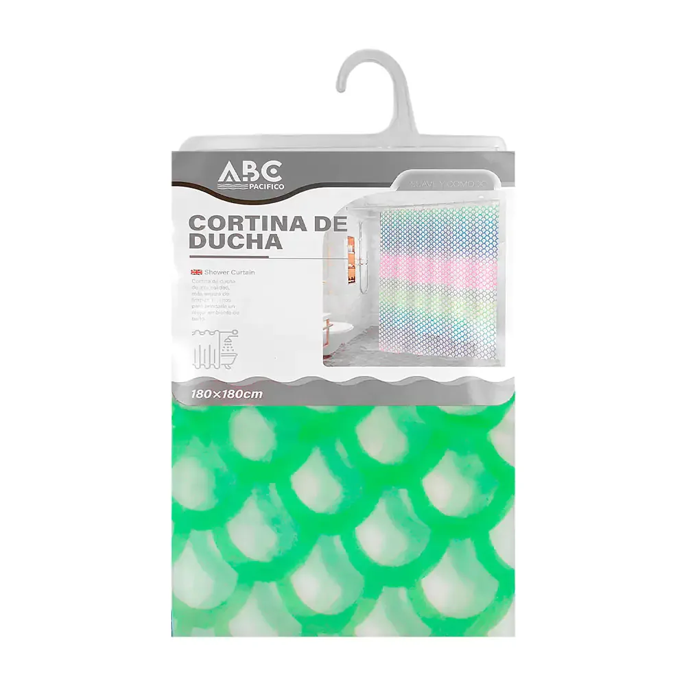 Cortina para baño de plástico resistente 180x180cm con diseño de escamas multicolor