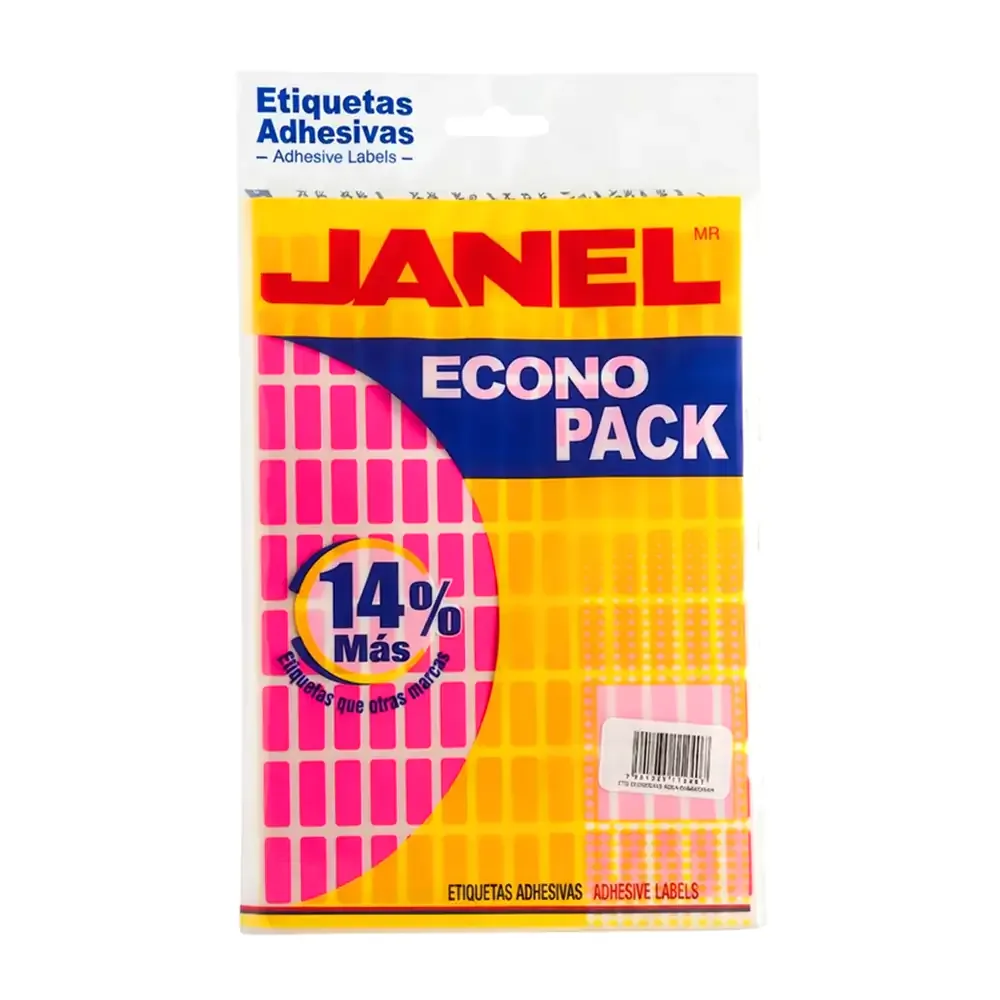 Paquete con 1008 etiquetas janel color rosa mexicano, 8x20mm / 3695