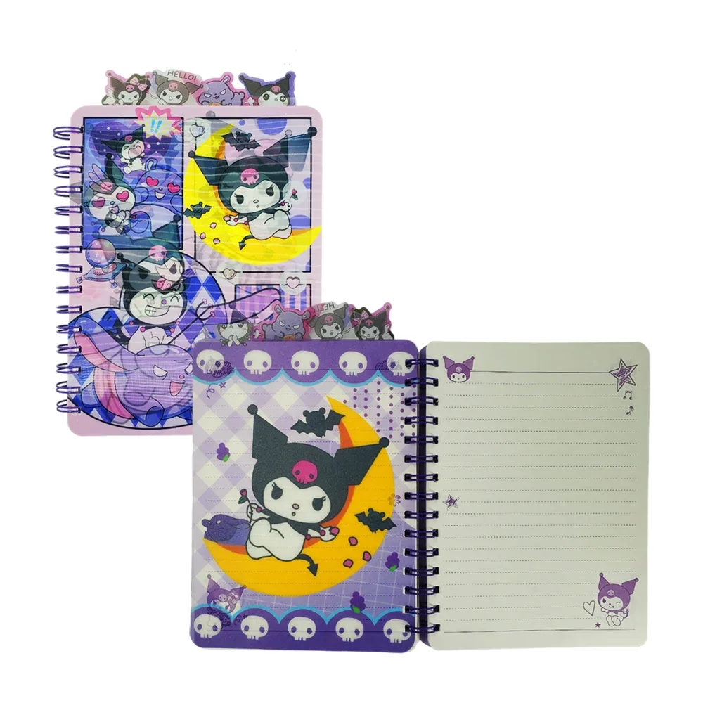 Cuaderno libreta de raya con diseño lenticular 3d de kuromi, separadores y doble espiral, variedad de modelos / pp002