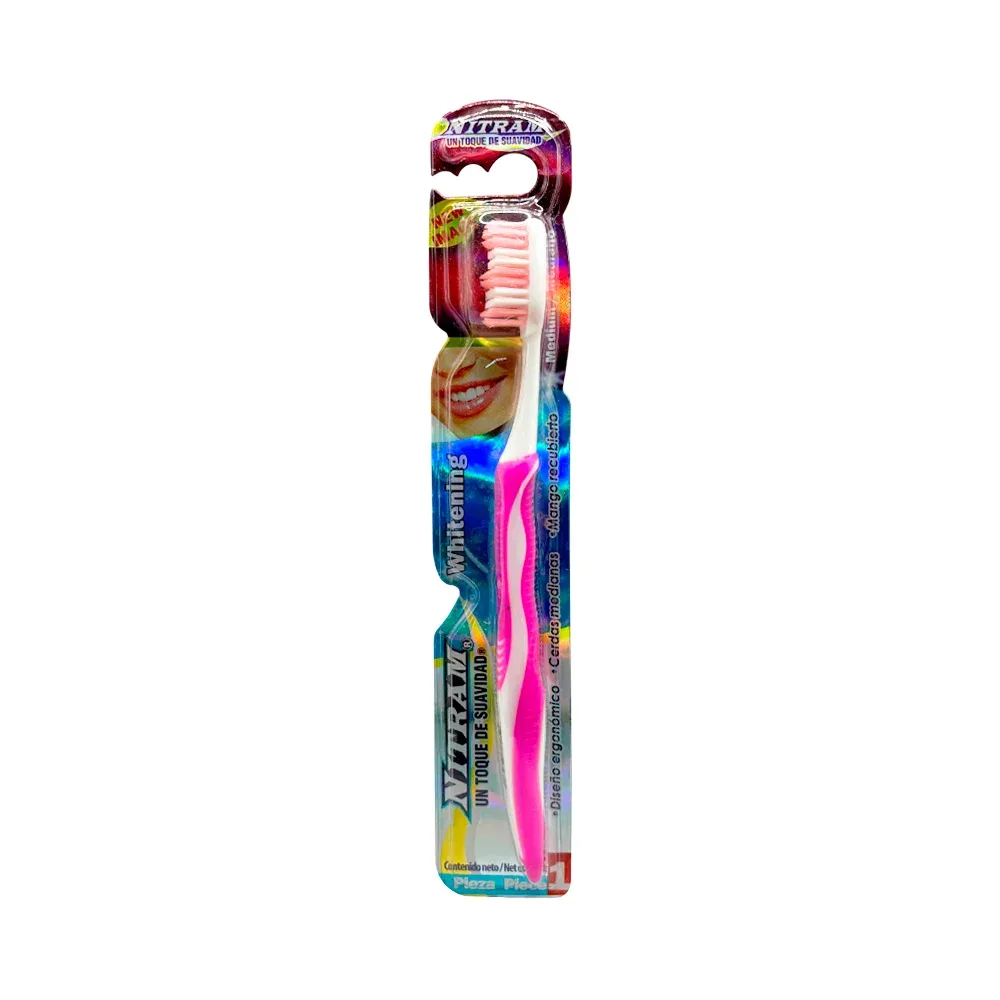 Cepillo de dientes ergonómico con mango de plástico, variedad de colores