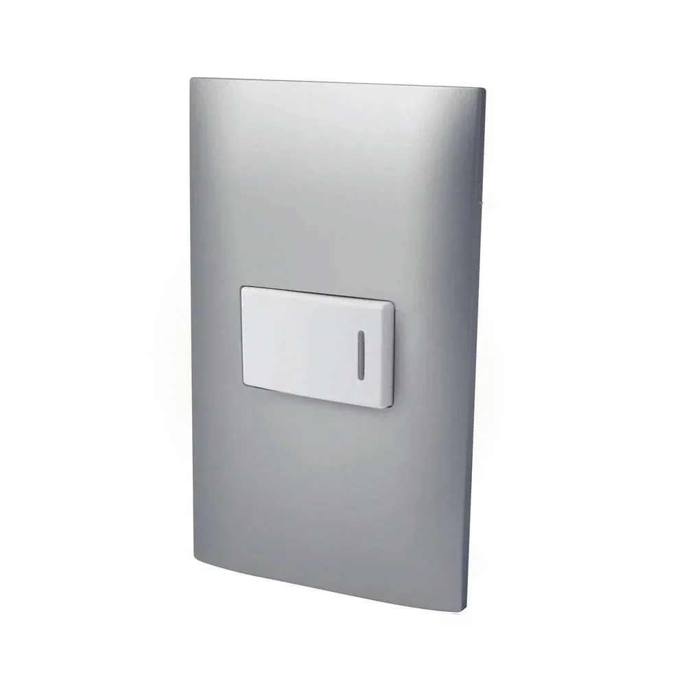 Placa de pared aksi con interruptor - apagador sencillo en color plata / altimus / 124806