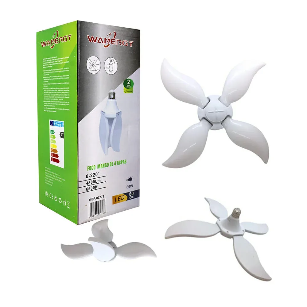 Foco mango wanergy tipo ventilador de 4 aspas 60w / 6500k 07279