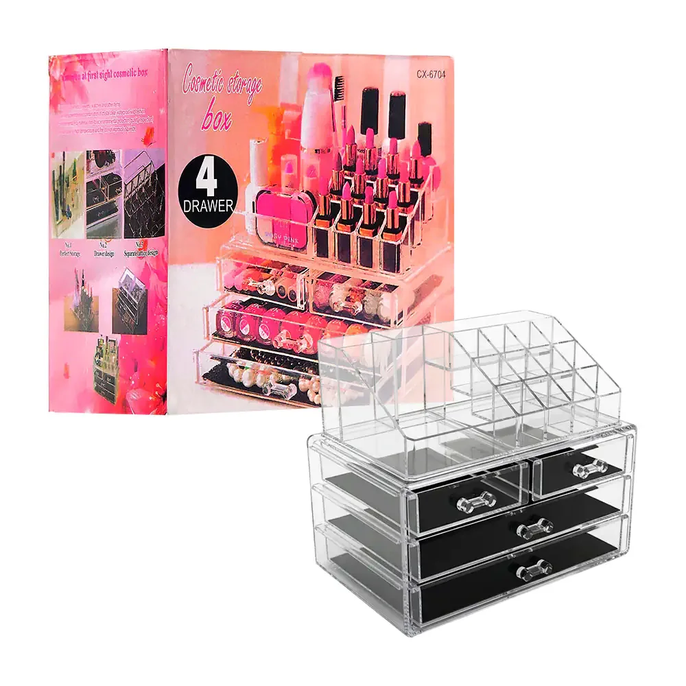Caja con 2 organizadores transparentes de acrílico para maquillaje / 1693669