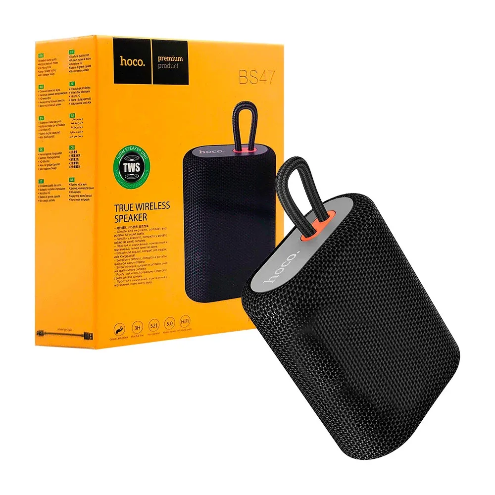 Bocina cuadrada inalámbrica bluetooth con diseño de tela + asa y ranuras