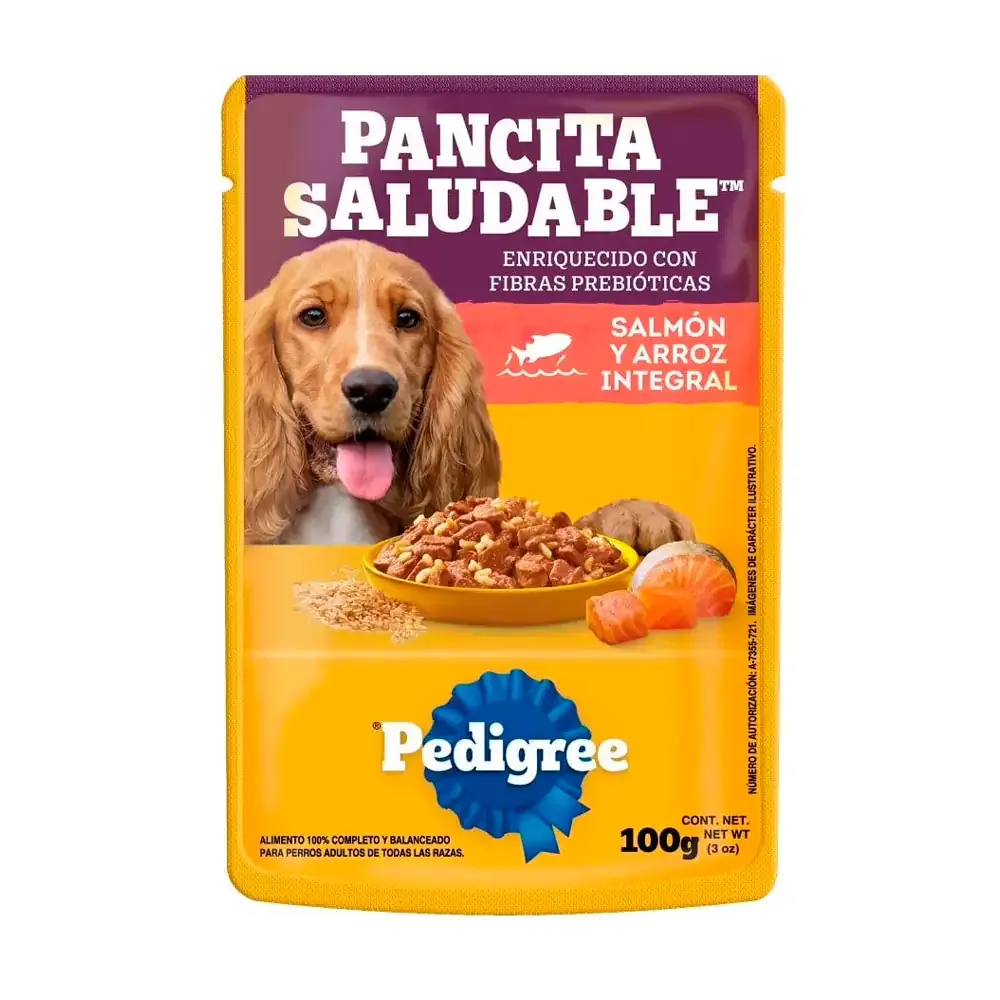 1pz alimento húmedo pedigree pancita saludable, perros adultos sabor salmón y arroz integral, 100g