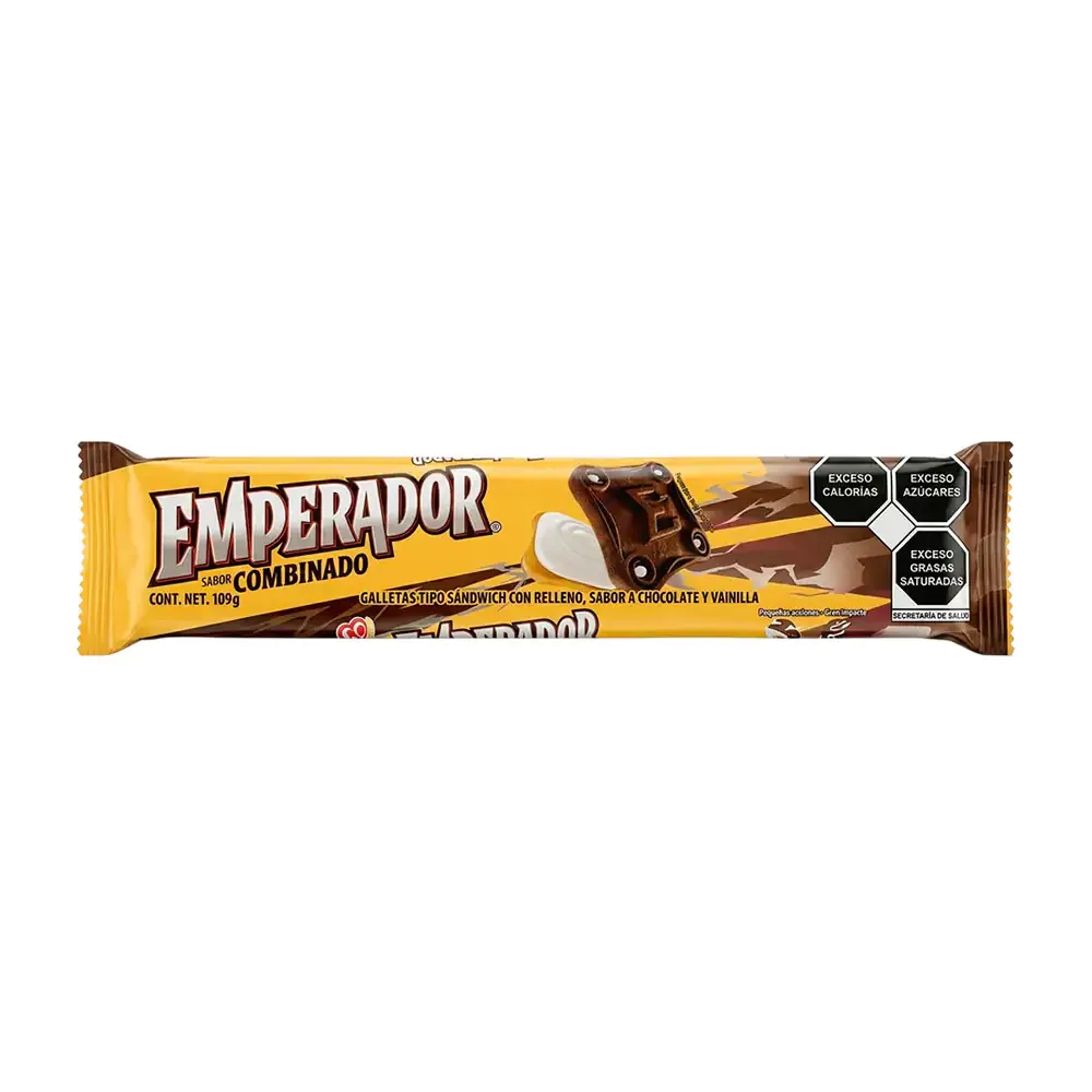 Paquete de galletas emperador combinada vainilla y chocolate con relleno cremoso, 109g / 021581
