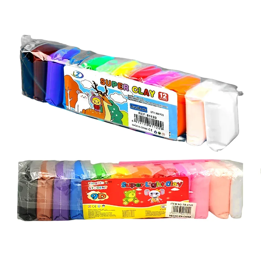 Paquete con 12 sobrecitos de foamy moldeable con accesorios, variedad de colores / 8d super clay / 1809