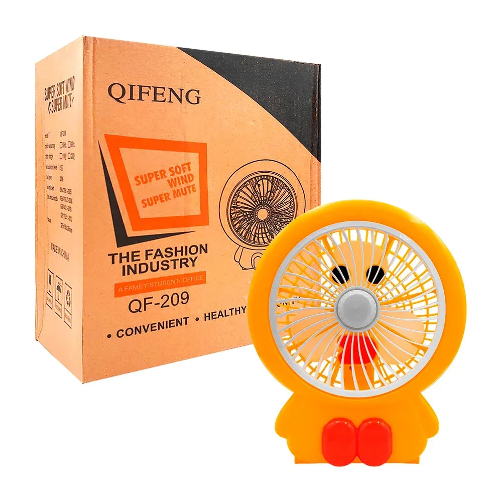 Ventilador bicolor de plástico en forma de personaje con 2 velocidades y rejilla rotable / qf-209 / 209cf