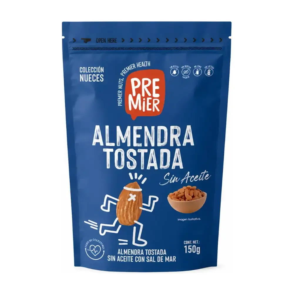 1pza bolsa premier con almendra tostada sin aceite, 150g / pv-651