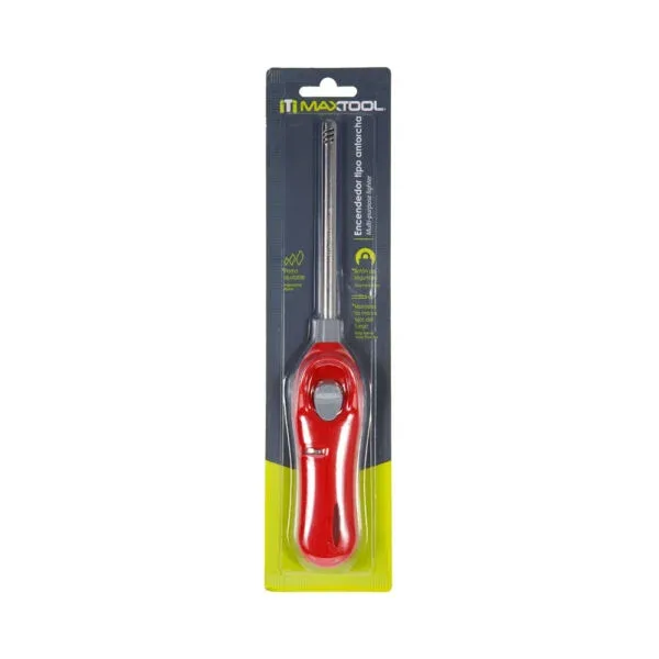 Encendedor tipo antorcha rellenable con botón de seguridad y flama ajustable / maxtool / 310301