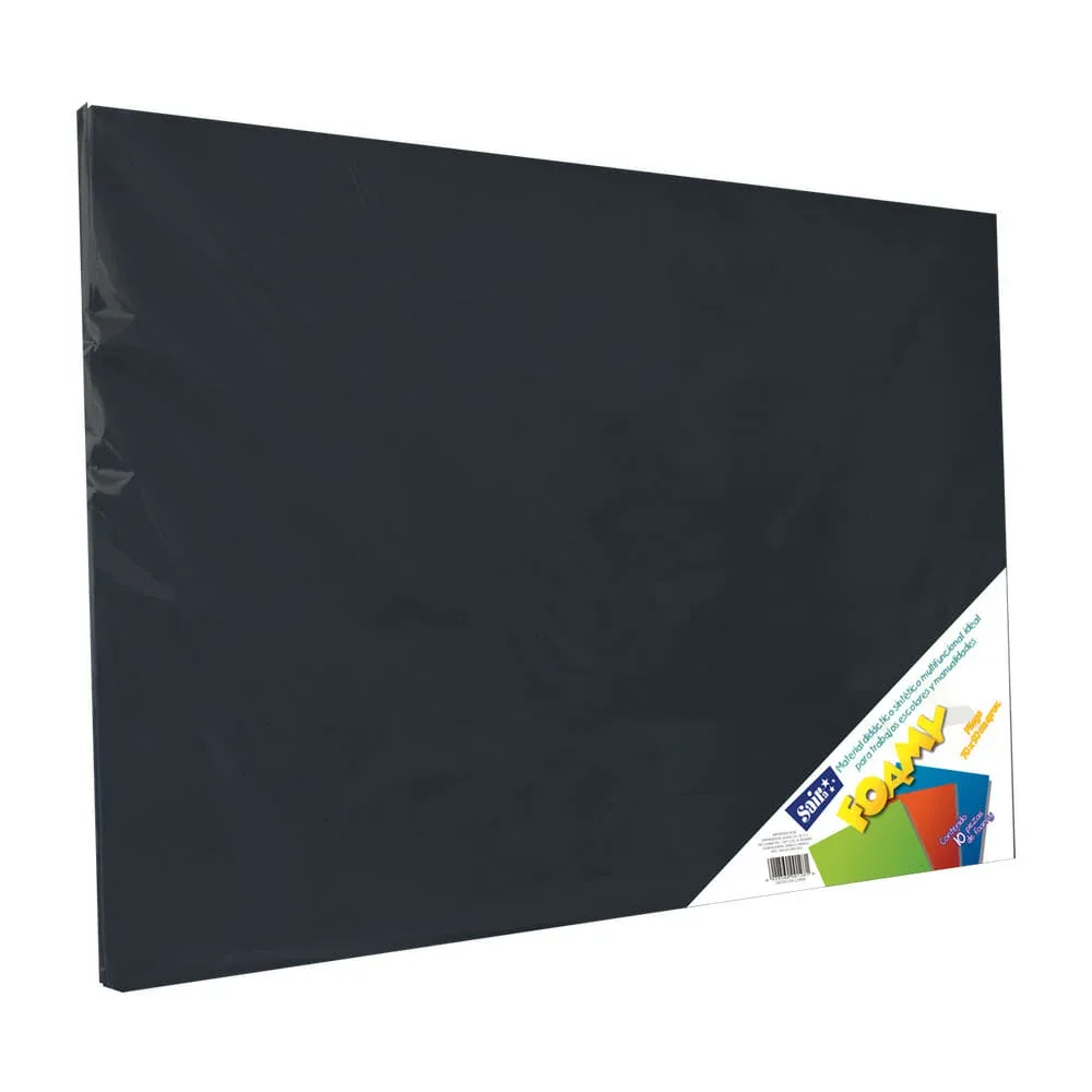 Paquete con 10 hojas de foamy liso color negro 70x90cm / 055311