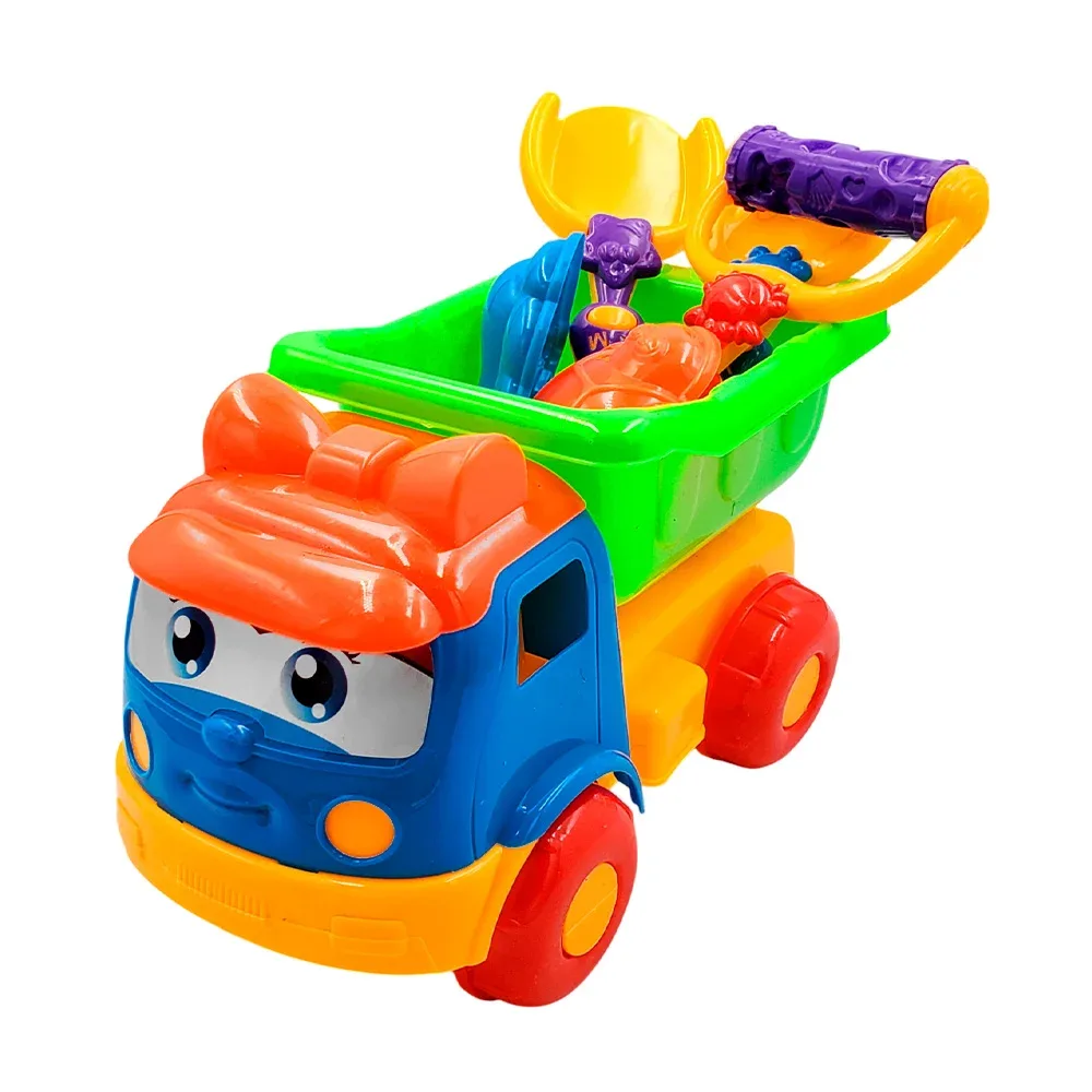 Camión para niño con accesorios + rodillos para moldear en la arena, variedad