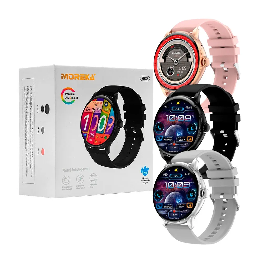 Reloj inteligente moreka, resistente al agua, pantalla amoled 1.43 pulgadas
