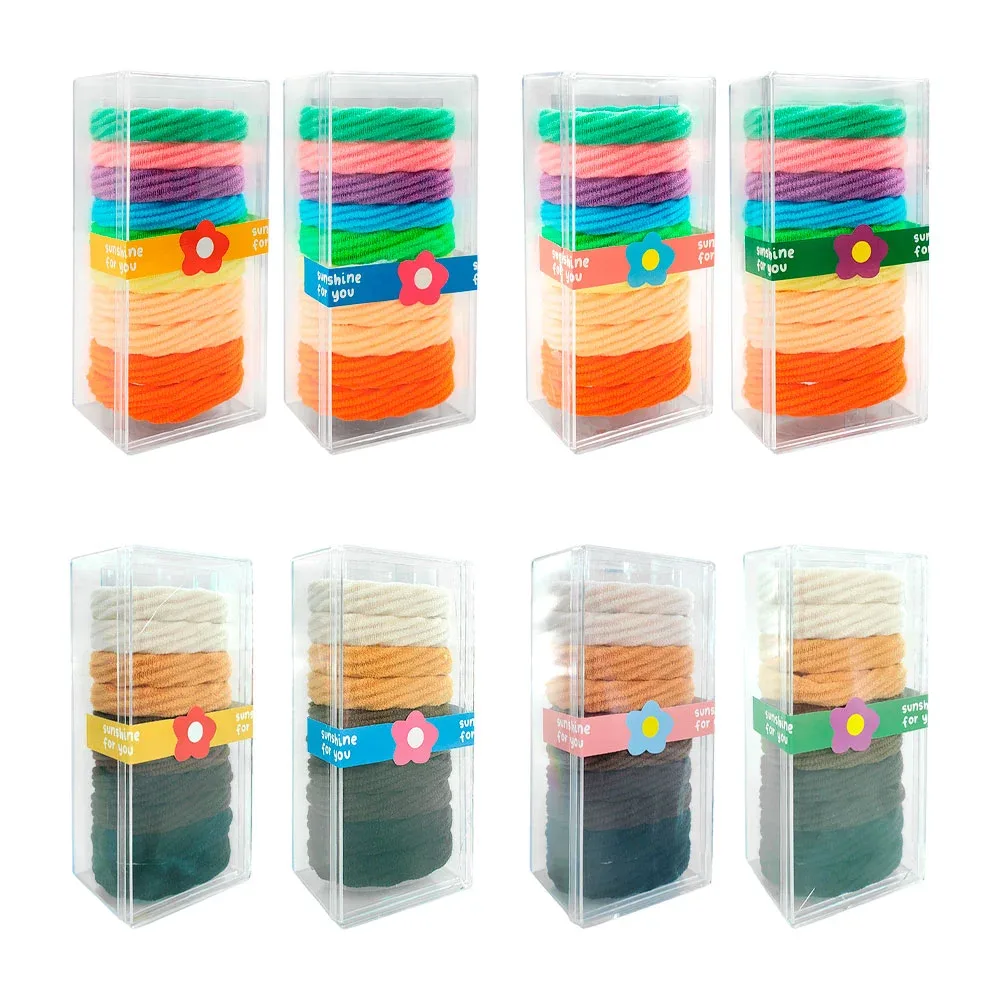 Estuche con 10 ligas donas de relieve para el cabello, varios colores / sunshine