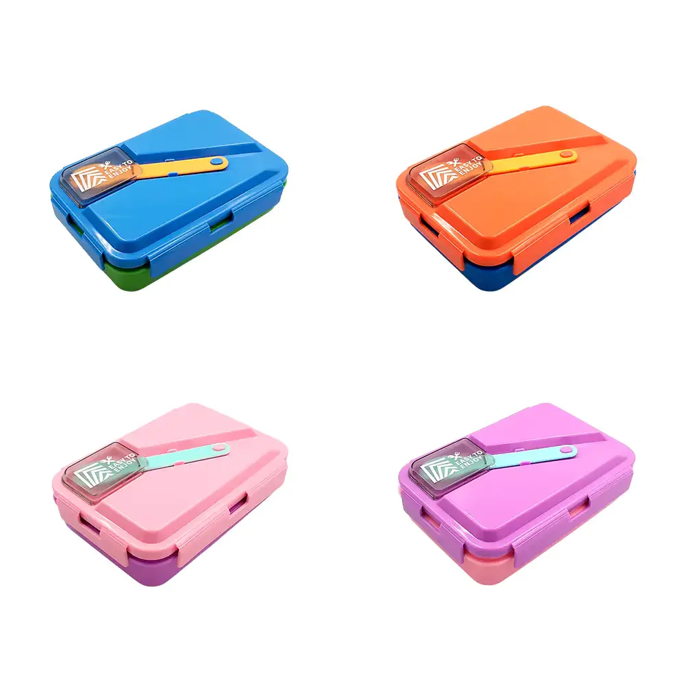 Tupper rectangular con 3 divisiones + compartimento para cubierto, variedad