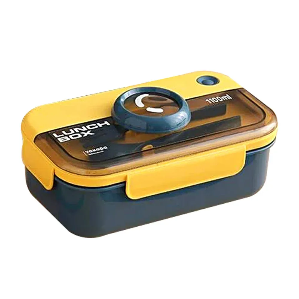 Tupper de plástico rectangular + cubiertos, con capacidad para 1.1lt / 1682196