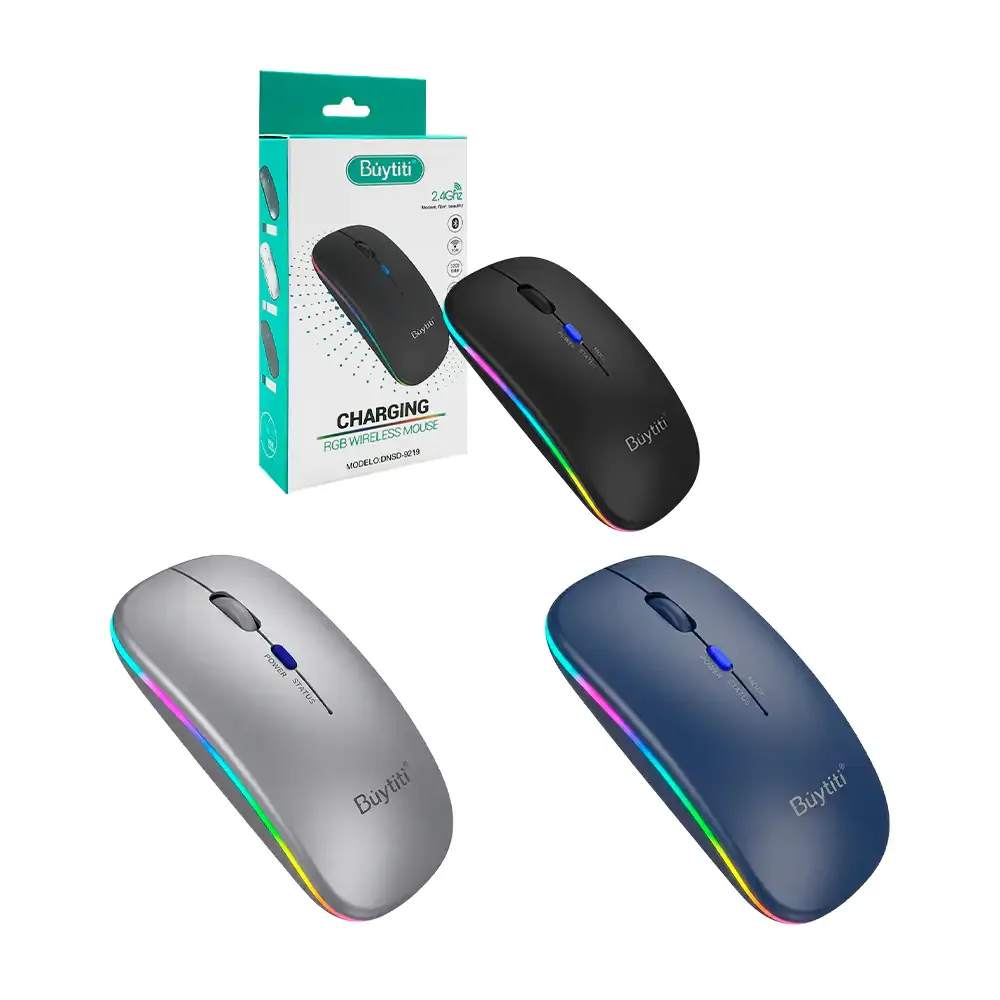 Mouse inalámbrico con diseño ergonómico y silencioso con luz rgb / dnsd-9219