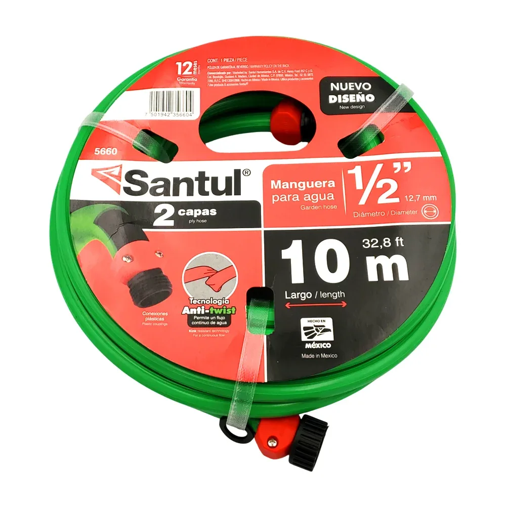 1pza Manguera santul para jardinería de doble capa con 12.7mm de diámetro y 10m de longitud, variedad de usos / santul / 5660