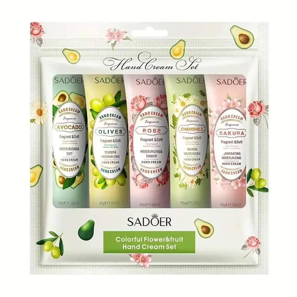 Paquete con 5 cremas hidratantes para manos con esencia de aceites, 30g