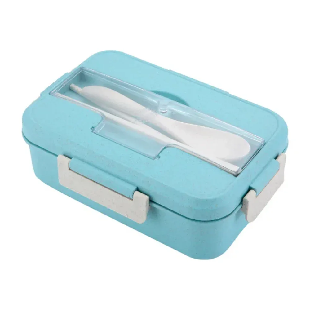 Tupper de plástico lunch box con compartimientos + cubiertos, 1100ml / 23-fh-037