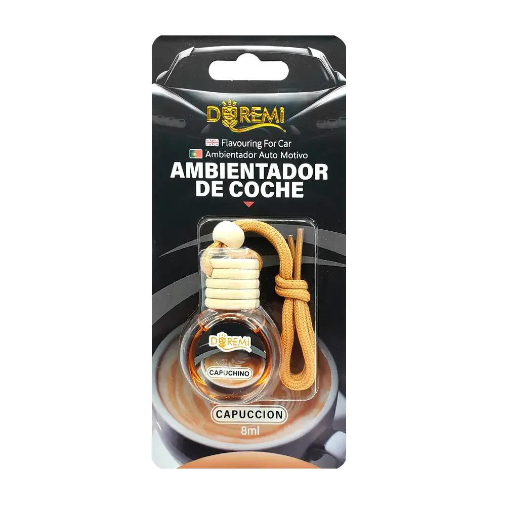 Aromatizante - ambientador de coche en frasco con cordón para colgar, 8ml, aroma capuchino