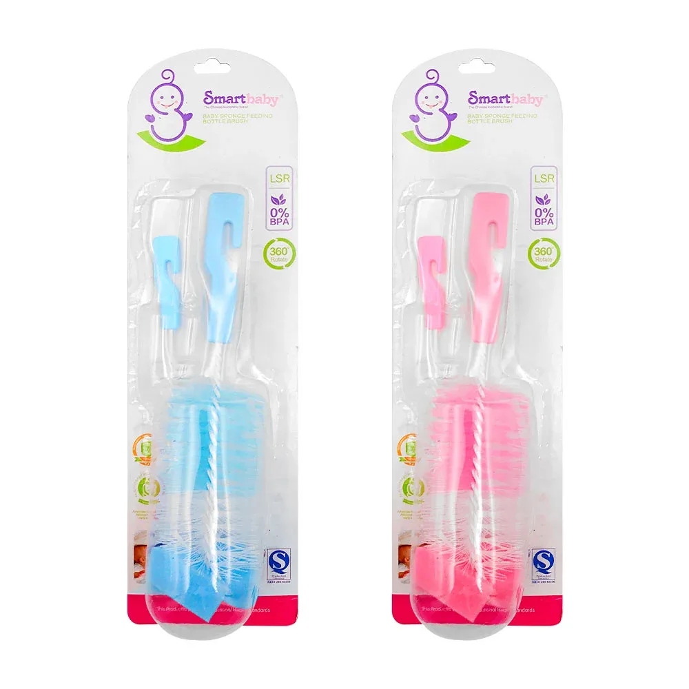Par de cepillos de diversos tamaños con gancho de plástico para lavar biberones / smart baby / 22-0024