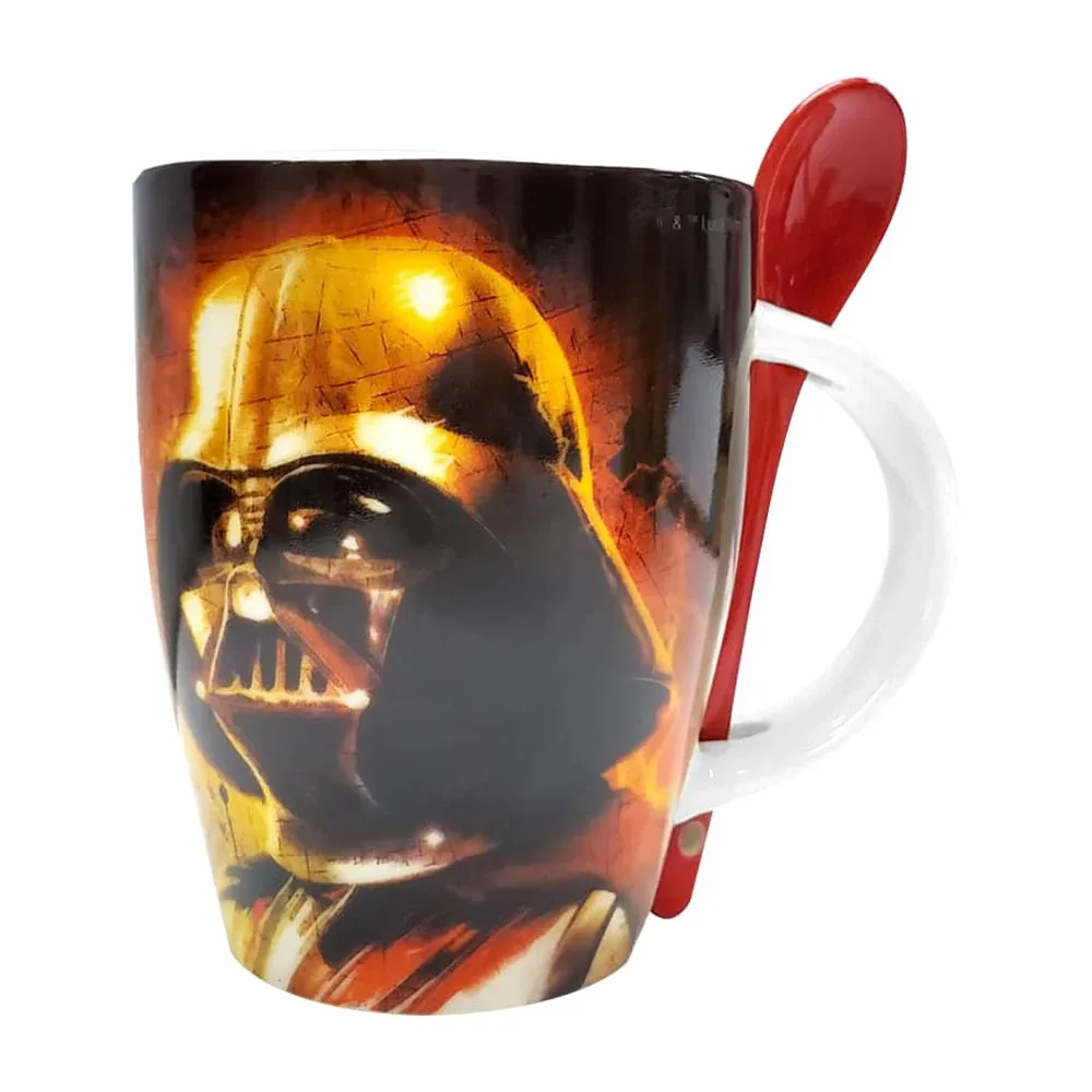 Juego 2 tazas de porcelana con diseño star wars + 2 cucharas de cerámica / 1738-204