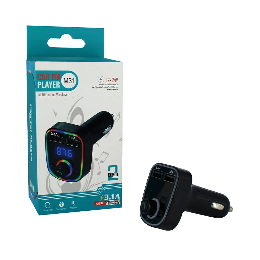 Transmisor fm bluetooth para automóvil con 2 puertos usb 3.1a / m31 / 11477