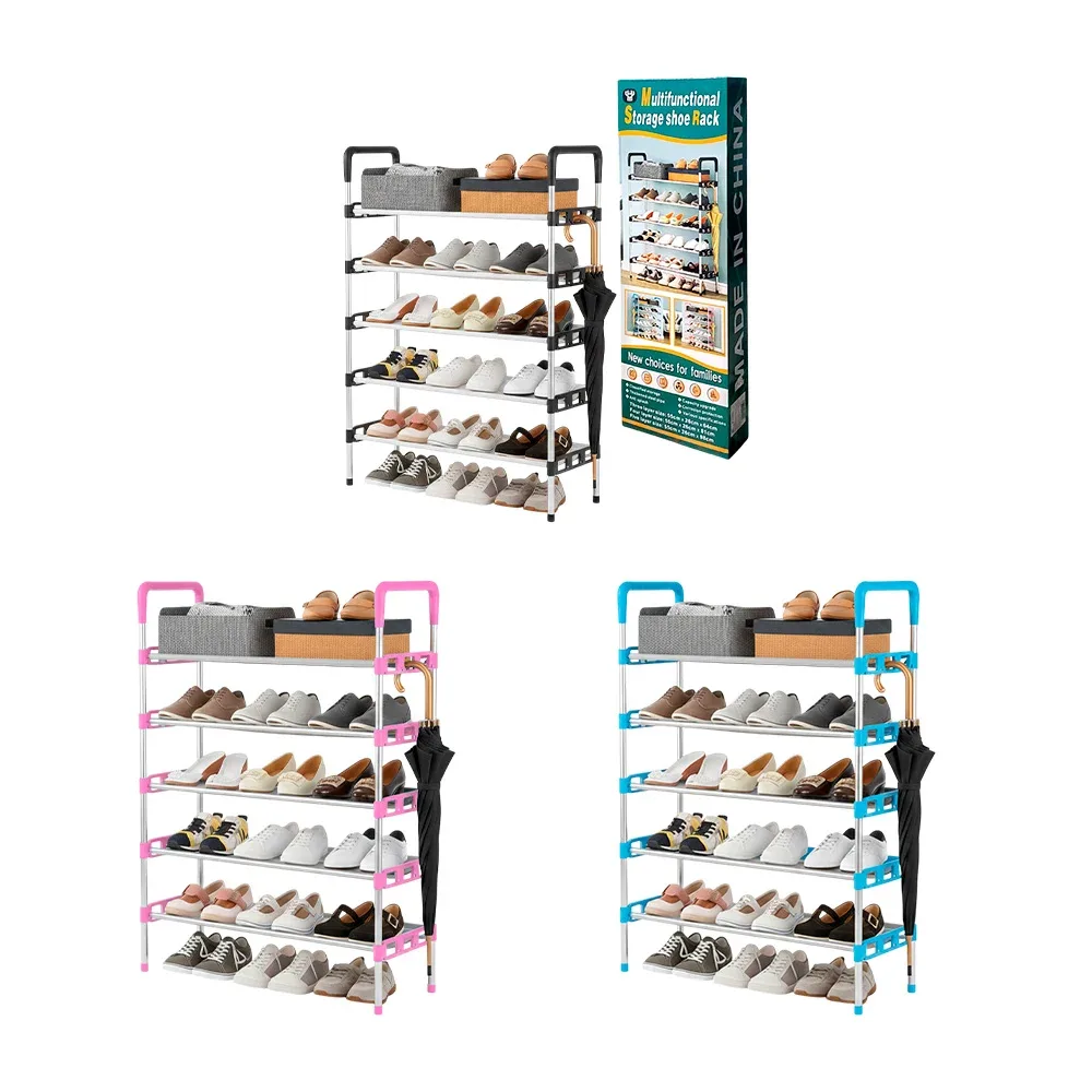 Organizador zapatero metálico armable multifuncional de 5 niveles, 55x26x98cm