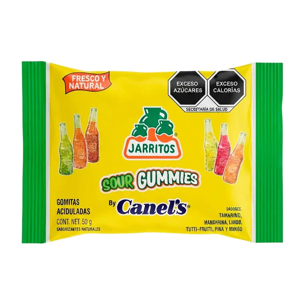 1pz gomitas aciduladas jarritos sour gummies canels 50g, variedad de sabores