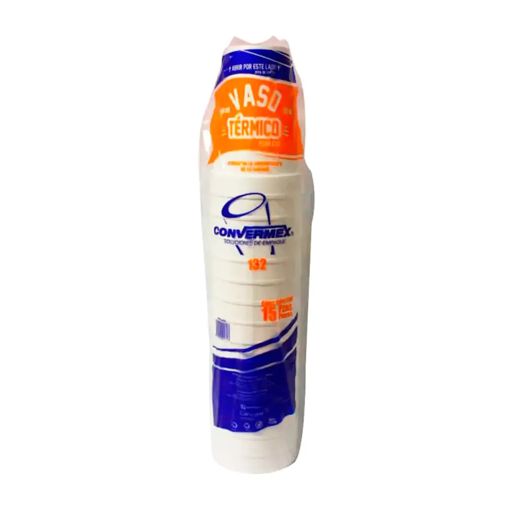 Paquete convermex con 15pz de vaso térmico desechable no.132, 946ml / 201323