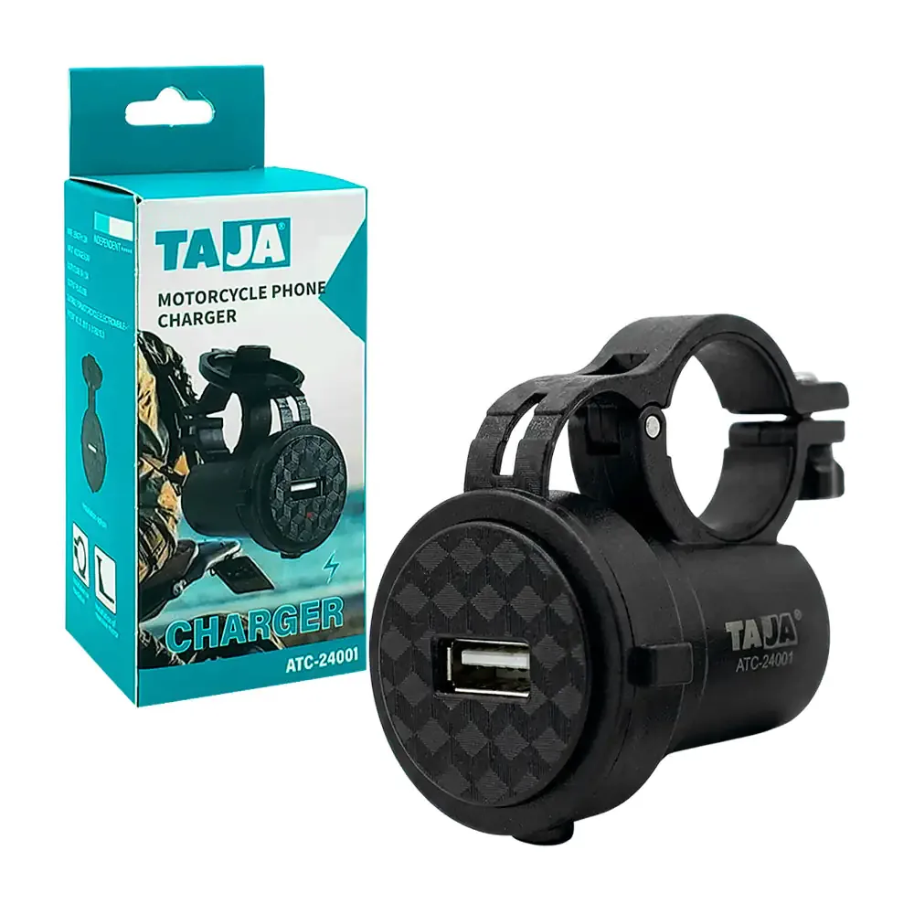 Cargador usb de carga rápida, ajustable a manubrio de motocicleta / atc-24001