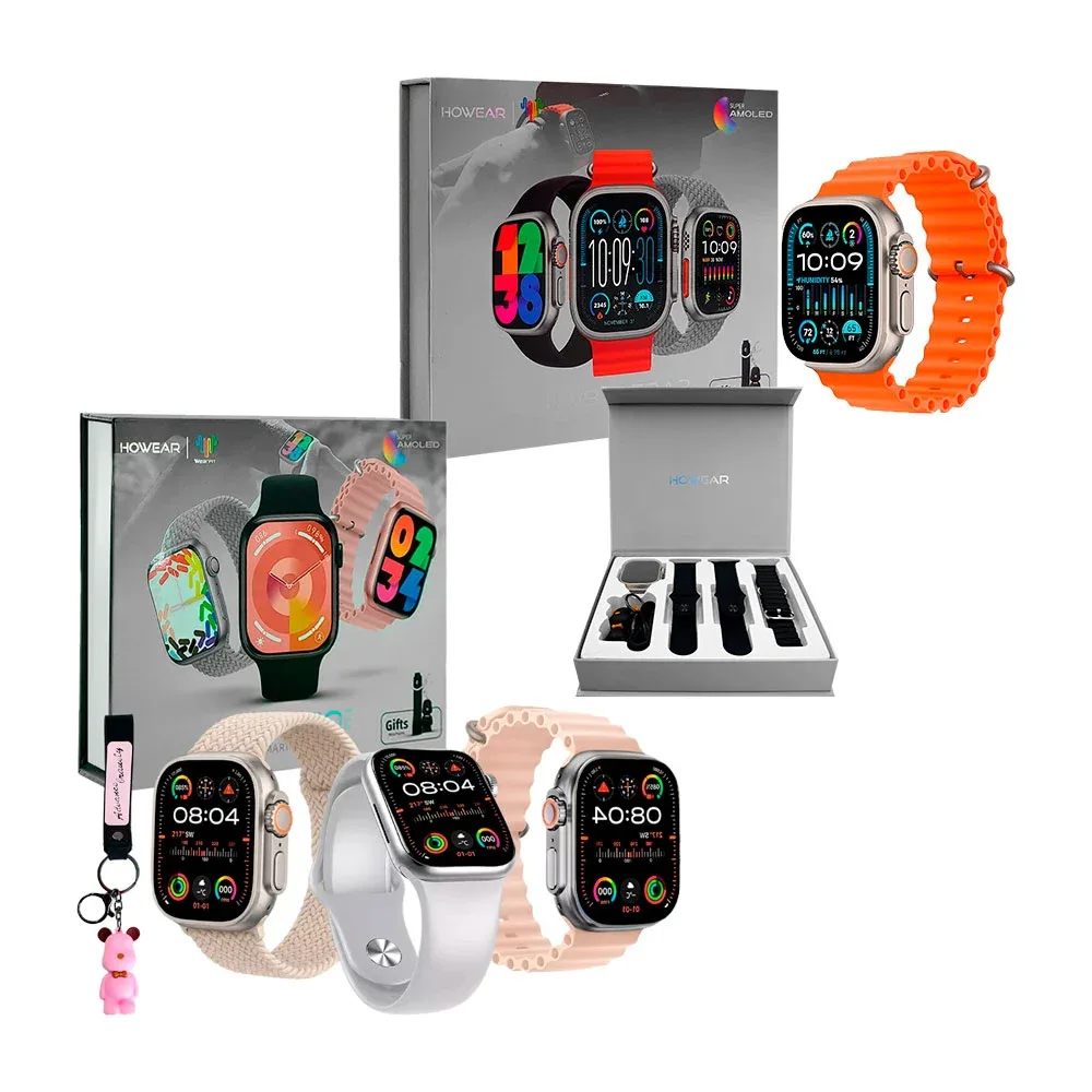 Kit de smartwatch hw9 pro 2 con 3 correas intercambiables + llavero, variedad