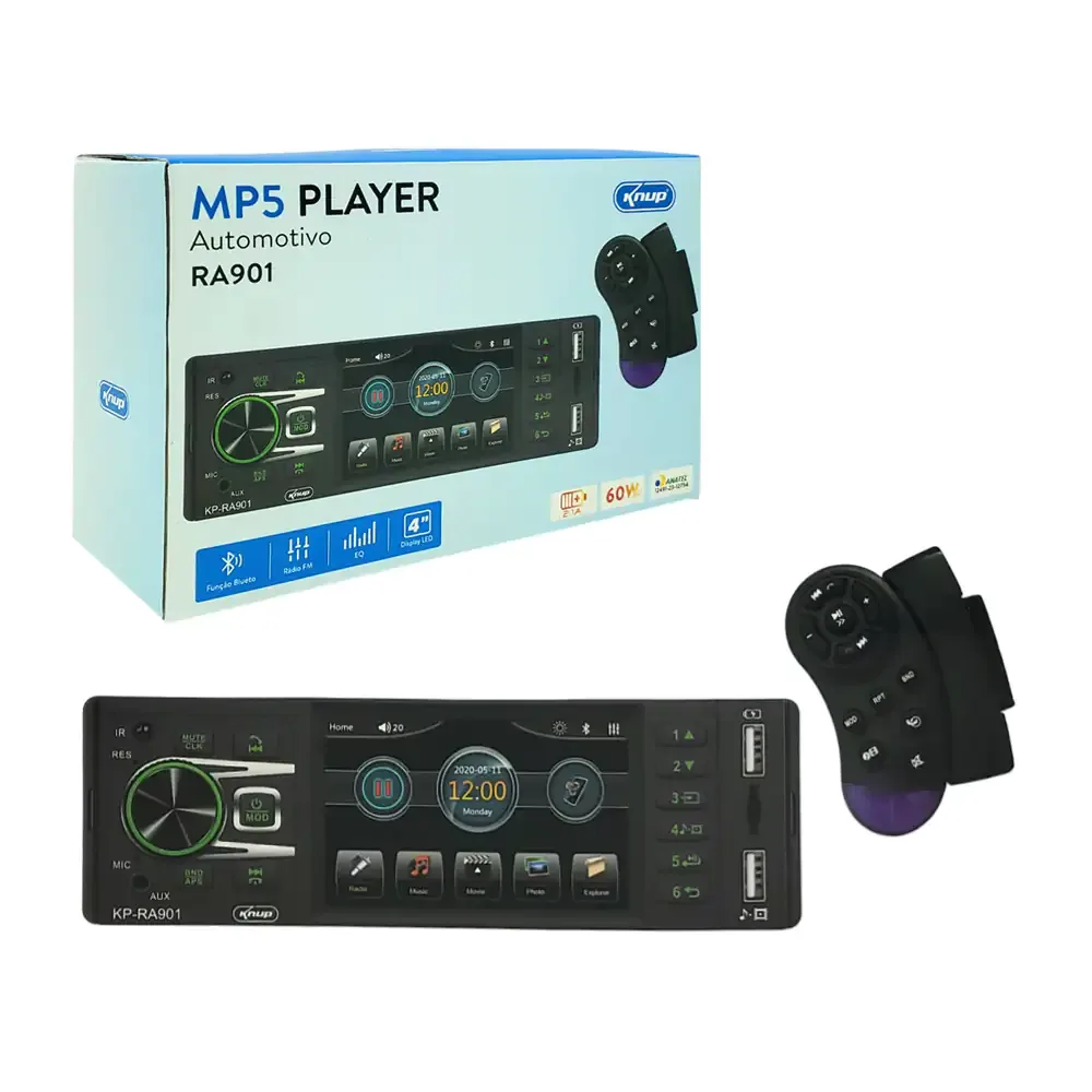 Autoestéreo mp5 player con pantalla de 4 in, conectividad bluetooth + puertos usb / kp-ra901