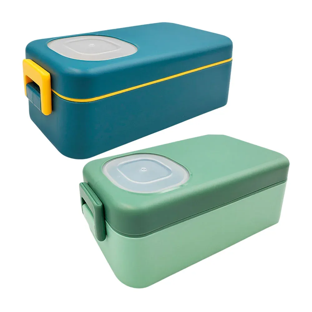 Lunch box de 550ml con 2 compartimentos, cierre hermético + cubiertos, variedad