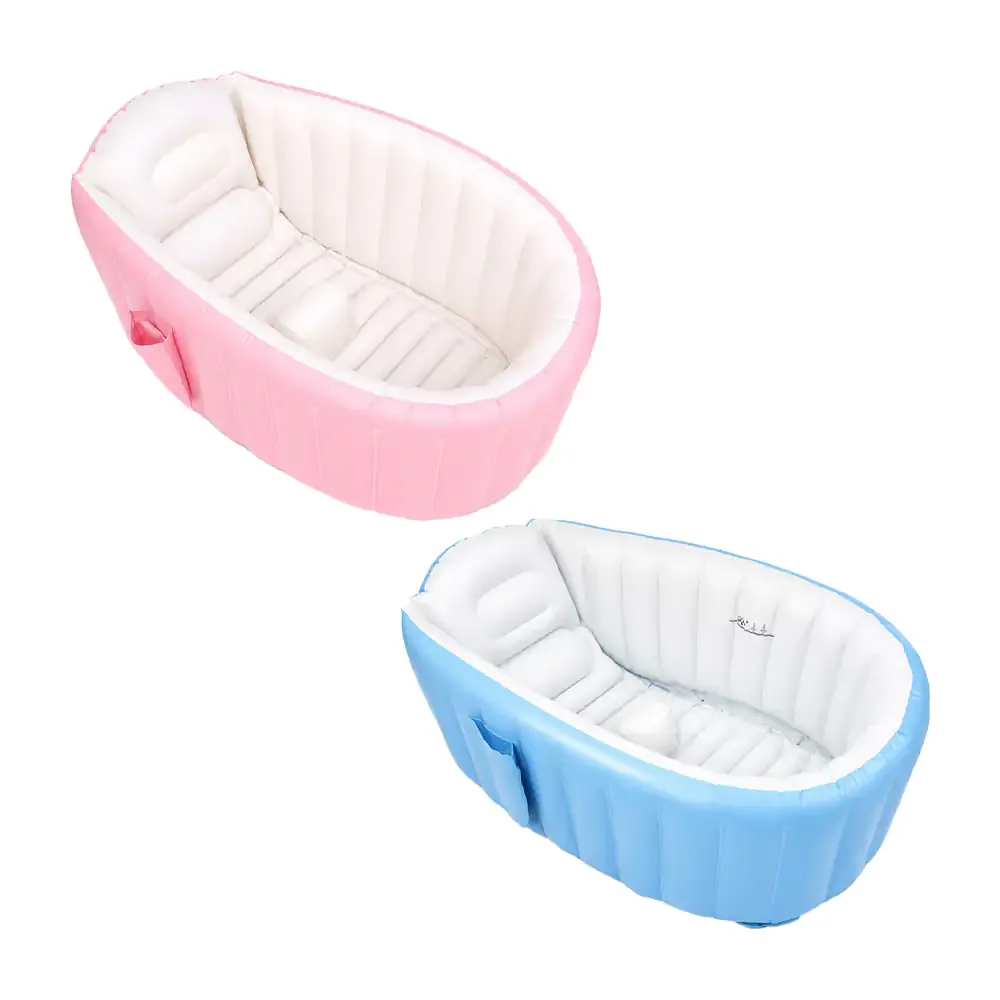 Tina bañera inflable para bebés con soporte, válvula de drenaje + bomba, variedad de colores