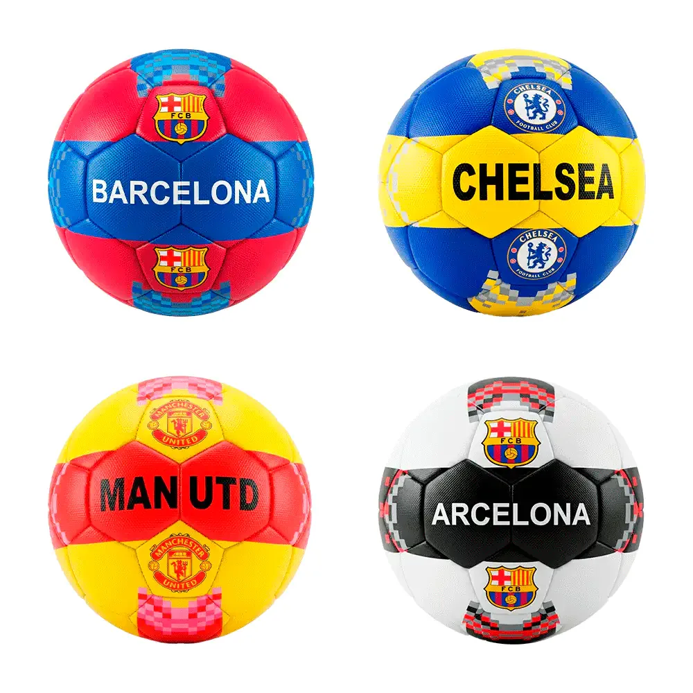 Balón de futbol #5 con estampado de equipos de futbol y textura rugosa, variedad